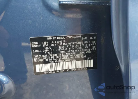 2021 Subaru Outback Premium from USA, damaged, VIN 4S4BTADC5M3216632